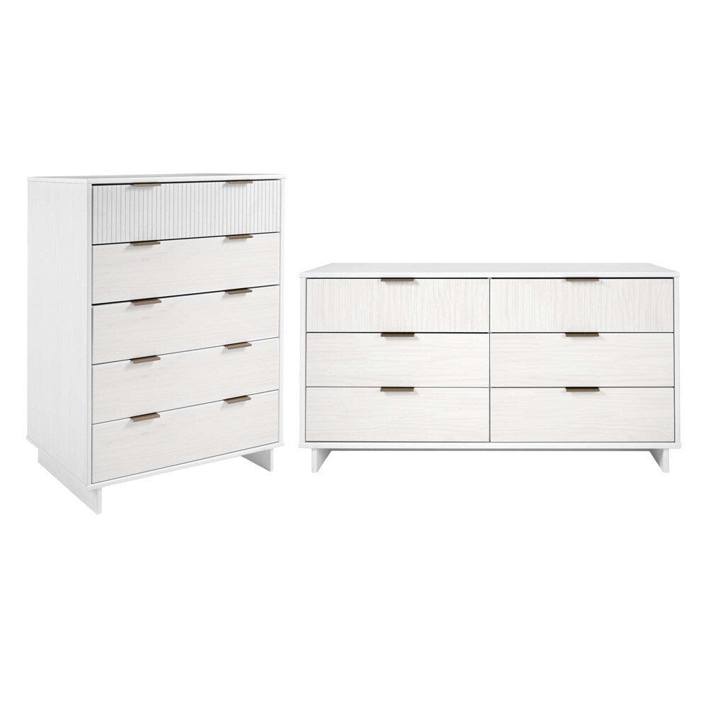 Manhattan Comfort - 2-Piece Granville Chest and Double Dresser with 11 Tall Dresser Drawers in White - GRAN061 veiw 1