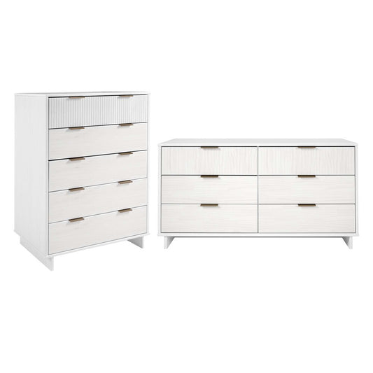 Manhattan Comfort - 2-Piece Granville Chest and Double Dresser with 11 Tall Dresser Drawers in White - GRAN061 veiw 1