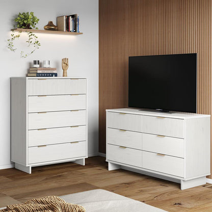Manhattan Comfort - 2-Piece Granville Chest and Double Dresser with 11 Tall Dresser Drawers in White - GRAN061 veiw 10