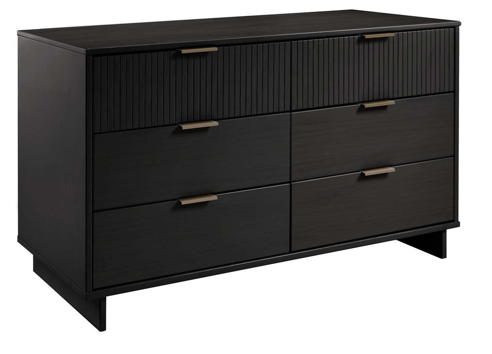 Manhattan Comfort - 3-Piece Granville Dresser Set - Tall Narrow, Double Dresser, and Nightstand with 13 Drawers in Black - GRAN072 veiw 4