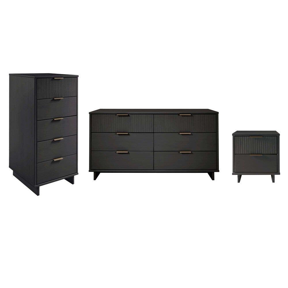 Manhattan Comfort - 3-Piece Granville Dresser Set - Tall Narrow, Double Dresser, and Nightstand with 13 Drawers in Dark Grey - GRAN075 veiw 1