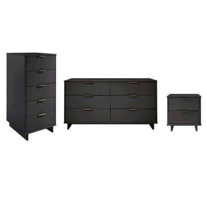 Manhattan Comfort - 3-Piece Granville Dresser Set - Tall Narrow, Double Dresser, and Nightstand with 13 Drawers in Dark Grey - GRAN075 veiw 1