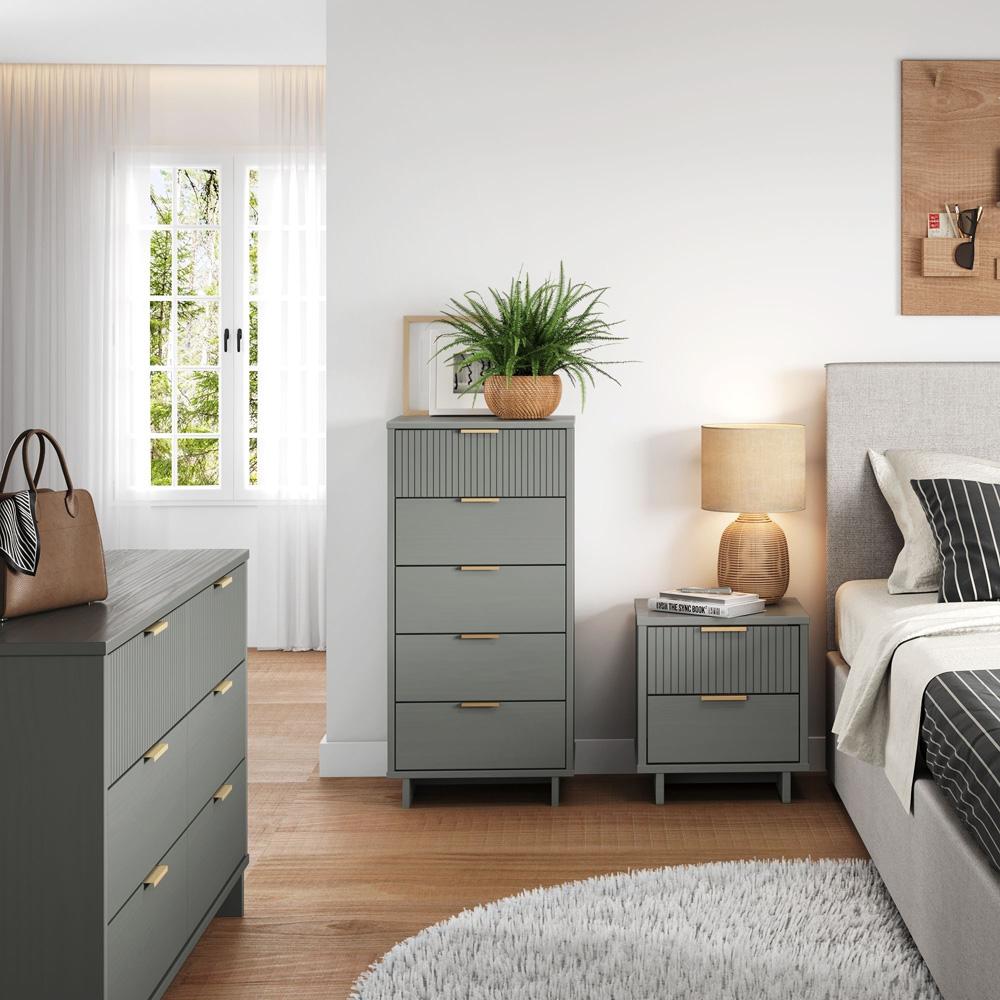 Manhattan Comfort - 3-Piece Granville Dresser Set - Tall Narrow, Double Dresser, and Nightstand with 13 Drawers in Light Grey - GRAN076 veiw 10
