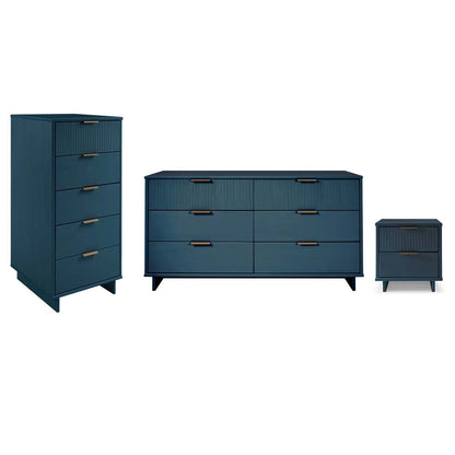 Manhattan Comfort - 3-Piece Granville Dresser Set - Tall Narrow, Double Dresser, and Nightstand with 13 Drawers in Midnight Blue - GRAN074 veiw 1
