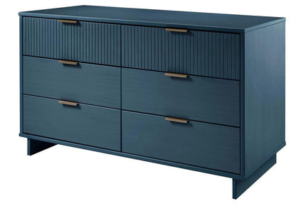 Manhattan Comfort - 3-Piece Granville Dresser Set - Tall Narrow, Double Dresser, and Nightstand with 13 Drawers in Midnight Blue - GRAN074 veiw 5