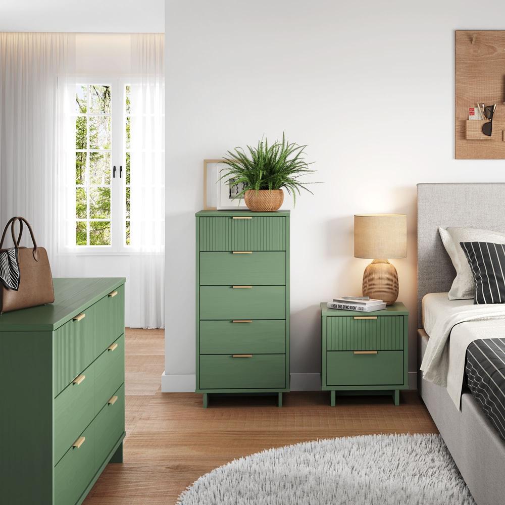 Manhattan Comfort - 3-Piece Granville Dresser Set - Tall Narrow, Double Dresser, and Nightstand with 13 Drawers in Sage Green - GRAN073 veiw 10