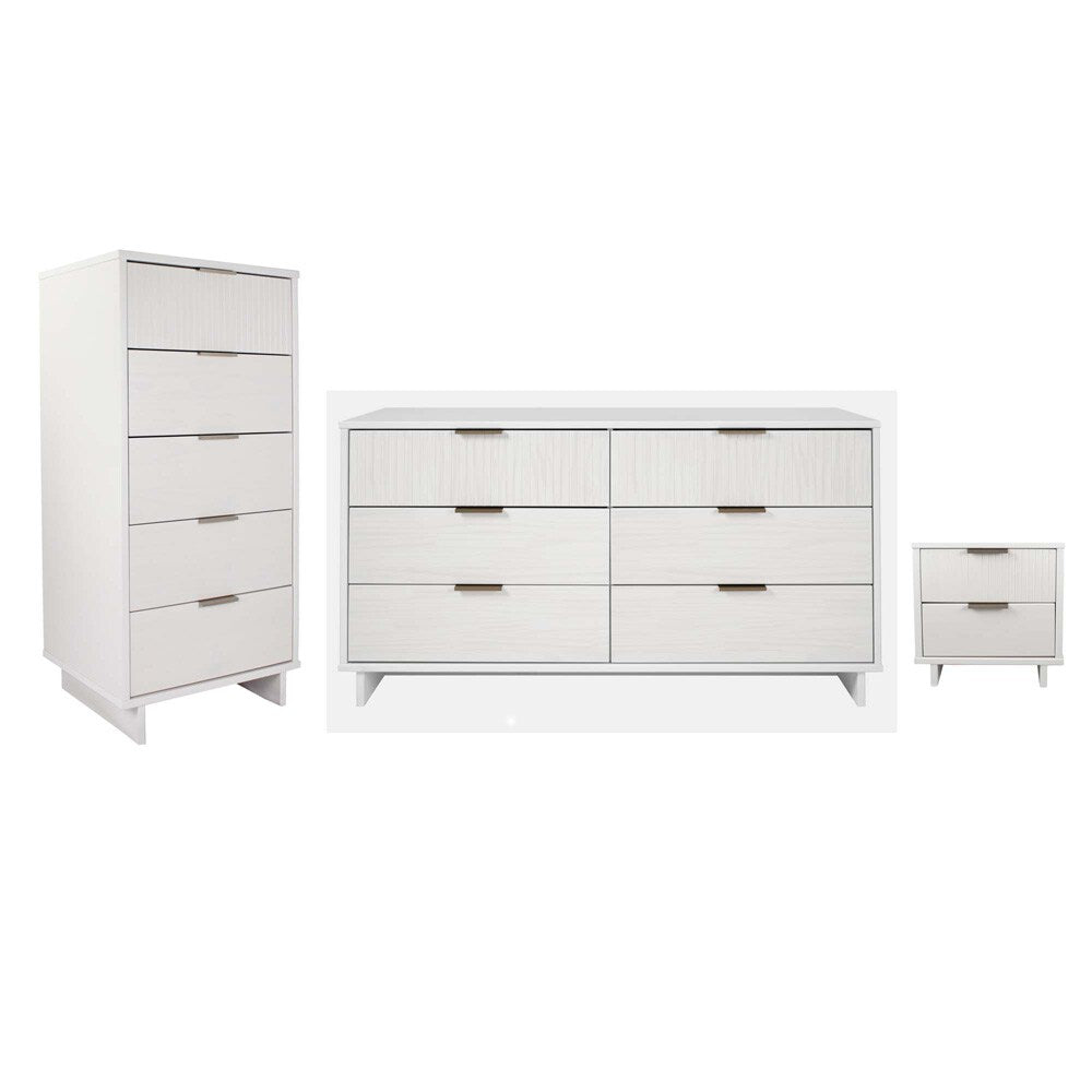 Manhattan Comfort - 3-Piece Granville Dresser Set - Tall Narrow, Double Dresser, and Nightstand with 13 Drawers in White - GRAN071 veiw 1