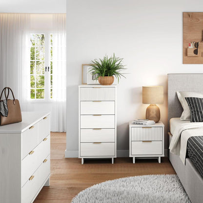 Manhattan Comfort - 3-Piece Granville Dresser Set - Tall Narrow, Double Dresser, and Nightstand with 13 Drawers in White - GRAN071 veiw 10