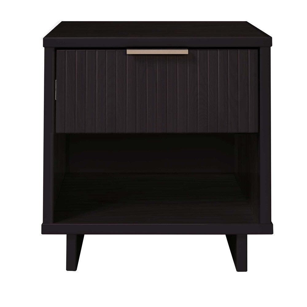 Manhattan Comfort - Granville Nightstand 1.0 with 1 Full Extension Drawers in Black - NS-5002 veiw 1
