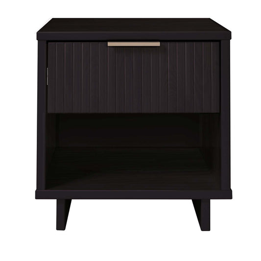 Manhattan Comfort - Granville Nightstand 1.0 with 1 Full Extension Drawers in Black - NS-5002 veiw 1