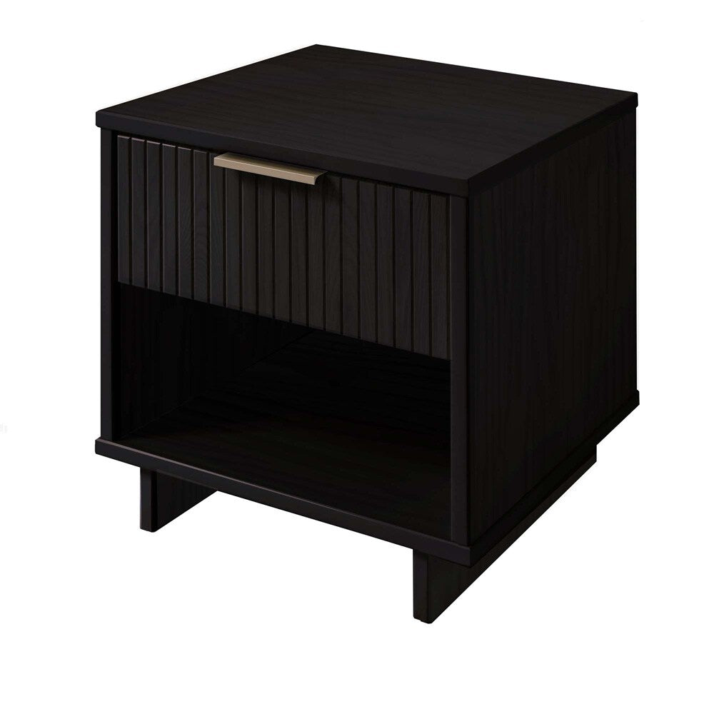 Manhattan Comfort - Granville Nightstand 1.0 with 1 Full Extension Drawers in Black - NS-5002 veiw 3