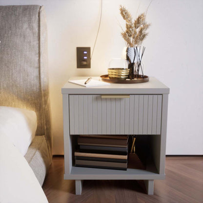 Manhattan Comfort - Granville Nightstand 1.0 with 1 Full Extension Drawers in Light Grey - NS-5006 veiw 10