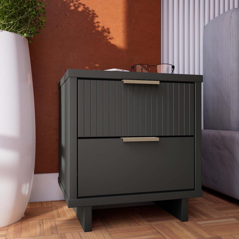 Manhattan Comfort - Granville Nightstand 2.0 with 2 Full Extension Drawers in Dark Grey - NS-5015 veiw 10