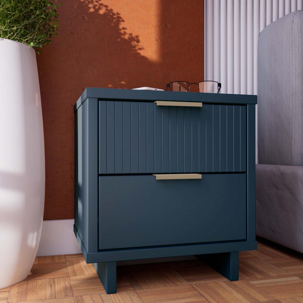 Manhattan Comfort - Granville Nightstand 2.0 with 2 Full Extension Drawers in Midnight Blue - NS-5014 veiw 10