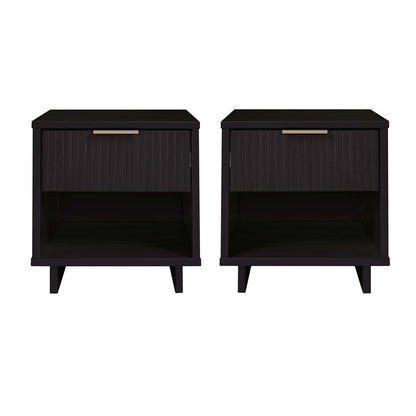 Manhattan Comfort - Granville Nightstand with 2 Full Extension Drawers in Black - Set of 2 - 2-NS-5002 veiw 1