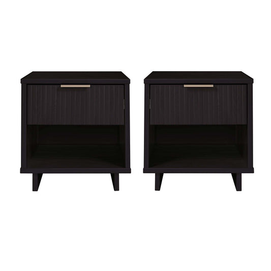 Manhattan Comfort - Granville Nightstand with 2 Full Extension Drawers in Black - Set of 2 - 2-NS-5002 veiw 1