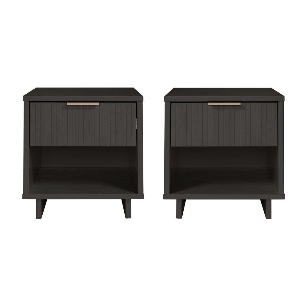 Manhattan Comfort - Granville Nightstand with 2 Full Extension Drawers in Dark Grey - Set of 2 - 2-NS-5005 veiw 1