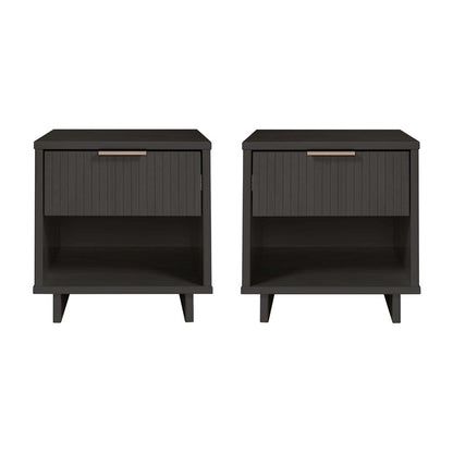 Manhattan Comfort - Granville Nightstand with 2 Full Extension Drawers in Dark Grey - Set of 2 - 2-NS-5005 veiw 1