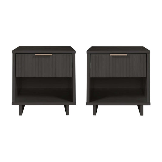 Manhattan Comfort - Granville Nightstand with 2 Full Extension Drawers in Dark Grey - Set of 2 - 2-NS-5005 veiw 1