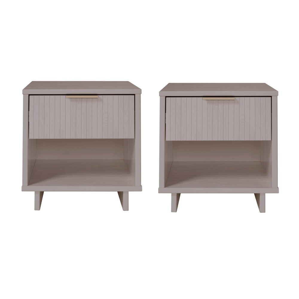 Manhattan Comfort - Granville Nightstand with 2 Full Extension Drawers in Light Grey - Set of 2 - 2-NS-5006 veiw 1