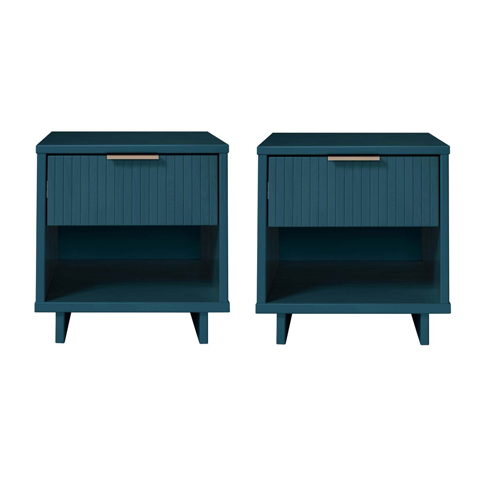 Manhattan Comfort - Granville Nightstand with 2 Full Extension Drawers in Midnight Blue - Set of 2 - 2-NS-5004 veiw 1