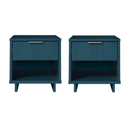 Manhattan Comfort - Granville Nightstand with 2 Full Extension Drawers in Midnight Blue - Set of 2 - 2-NS-5004 veiw 1