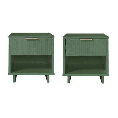 Manhattan Comfort - Granville Nightstand with 2 Full Extension Drawers in Sage Green - Set of 2 - 2-NS-5003 veiw 1