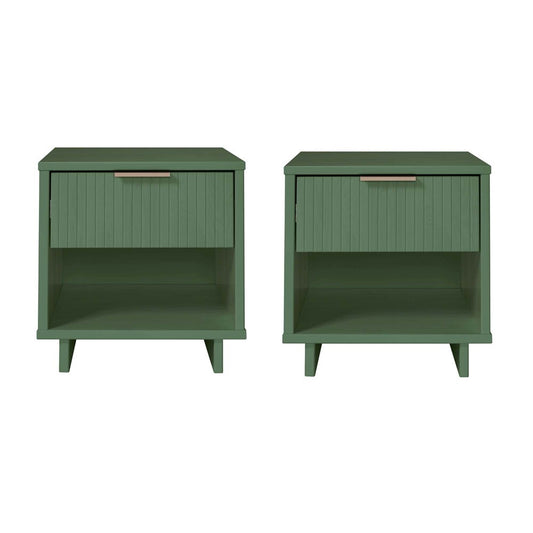 Manhattan Comfort - Granville Nightstand with 2 Full Extension Drawers in Sage Green - Set of 2 - 2-NS-5003 veiw 1