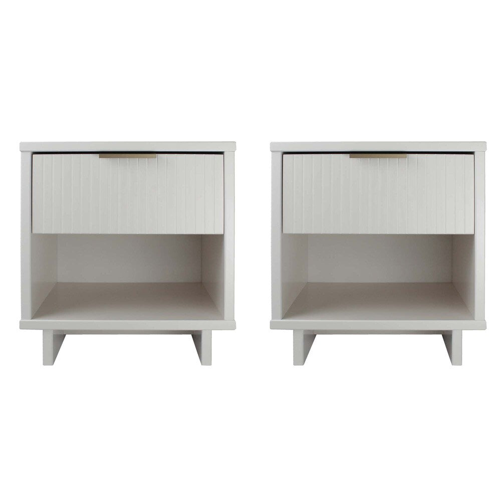 Manhattan Comfort - Granville Nightstand with 2 Full Extension Drawers in White - Set of 2 - 2-NS-5001 veiw 1