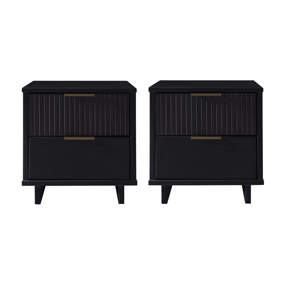 Manhattan Comfort - Granville Nightstand with 4 Full Extension Drawers in Black - Set of 2 - 2-NS-5012 veiw 1