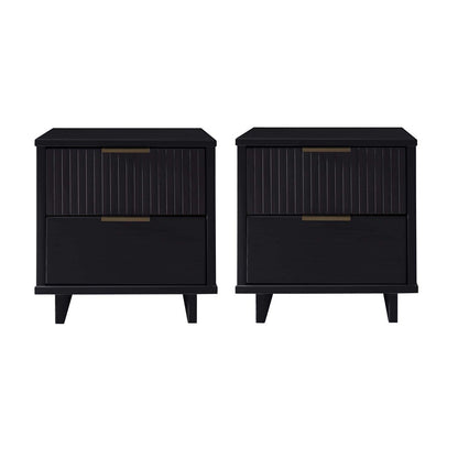 Manhattan Comfort - Granville Nightstand with 4 Full Extension Drawers in Black - Set of 2 - 2-NS-5012 veiw 1
