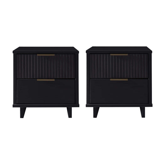 Manhattan Comfort - Granville Nightstand with 4 Full Extension Drawers in Black - Set of 2 - 2-NS-5012 veiw 1