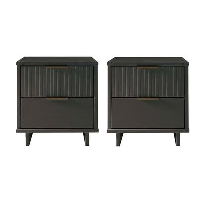 Manhattan Comfort - Granville Nightstand with 4 Full Extension Drawers in Dark Grey - Set of 2 - 2-NS-5015 veiw 1