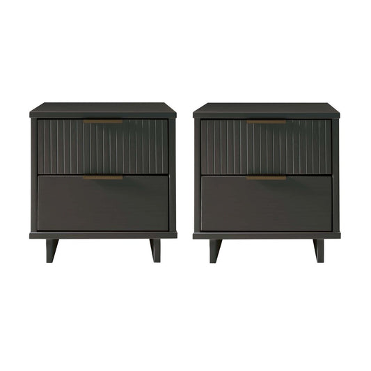 Manhattan Comfort - Granville Nightstand with 4 Full Extension Drawers in Dark Grey - Set of 2 - 2-NS-5015 veiw 1