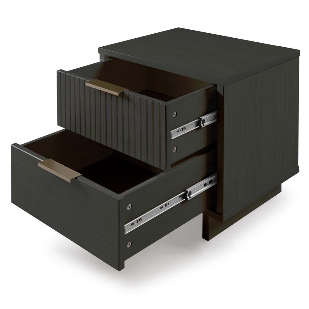 Manhattan Comfort - Granville Nightstand with 4 Full Extension Drawers in Dark Grey - Set of 2 - 2-NS-5015 veiw 6