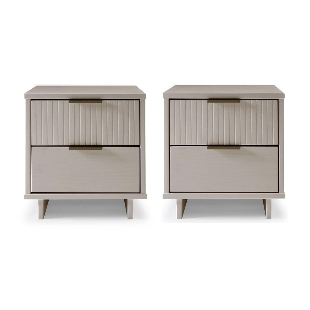 Manhattan Comfort - Granville Nightstand with 4 Full Extension Drawers in Light Grey - Set of 2 - 2-NS-5016 veiw 1