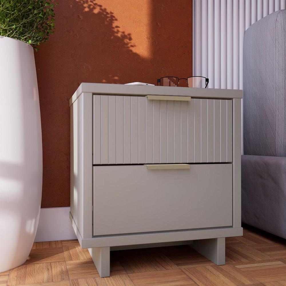 Manhattan Comfort - Granville Nightstand with 4 Full Extension Drawers in Light Grey - Set of 2 - 2-NS-5016 veiw 9