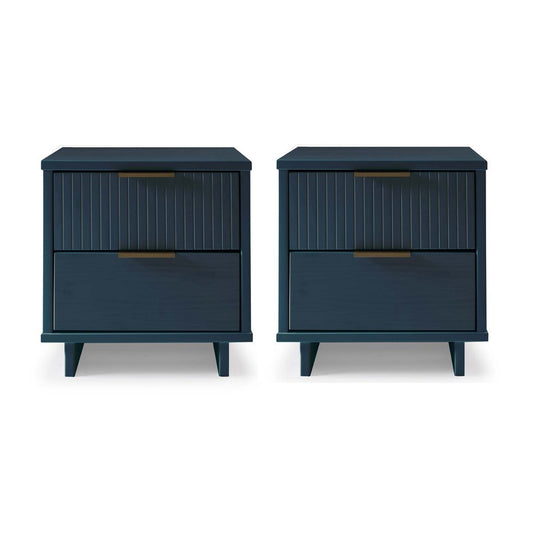 Manhattan Comfort - Granville Nightstand with 4 Full Extension Drawers in Midnight Blue - Set of 2 - 2-NS-5014 veiw 1