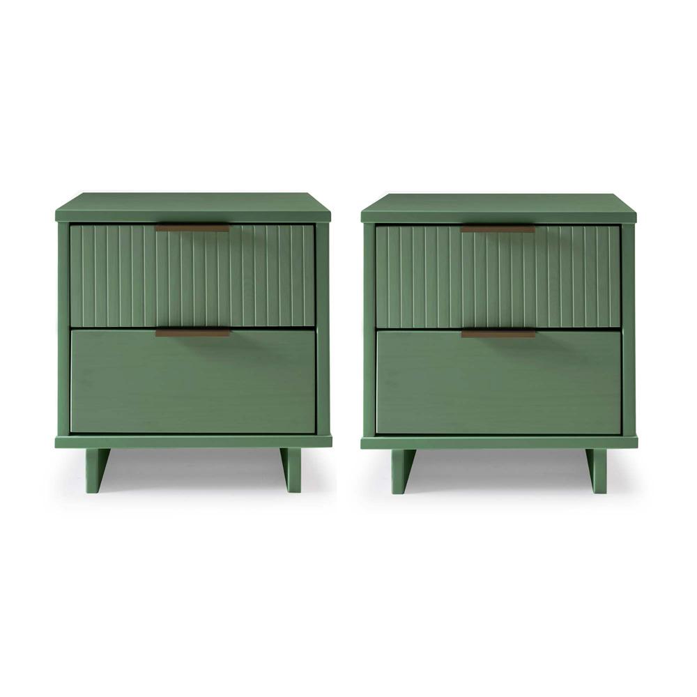 Manhattan Comfort - Granville Nightstand with 4 Full Extension Drawers in Sage Green - Set of 2 - 2-NS-5013 veiw 1