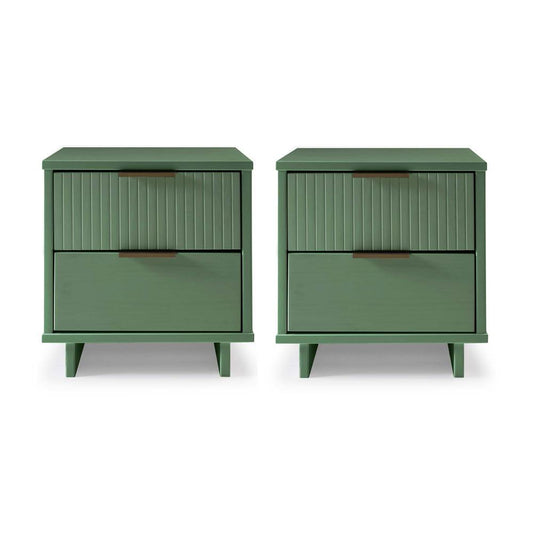 Manhattan Comfort - Granville Nightstand with 4 Full Extension Drawers in Sage Green - Set of 2 - 2-NS-5013 veiw 1