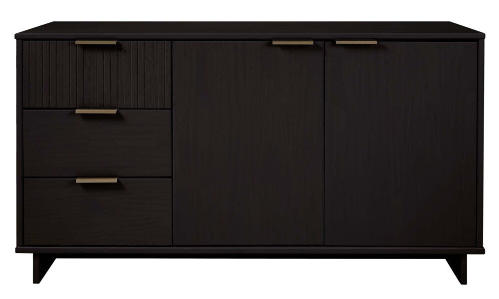 Manhattan Comfort - Granville Sideboard with 3 Full Extension Drawers in Black - SB-5002 veiw 1