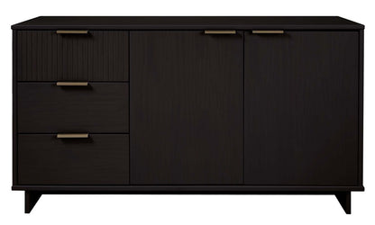 Manhattan Comfort - Granville Sideboard with 3 Full Extension Drawers in Black - SB-5002 veiw 1