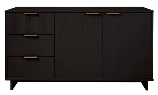 Manhattan Comfort - Granville Sideboard with 3 Full Extension Drawers in Black - SB-5002 veiw 1