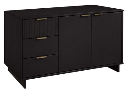 Manhattan Comfort - Granville Sideboard with 3 Full Extension Drawers in Black - SB-5002 veiw 2