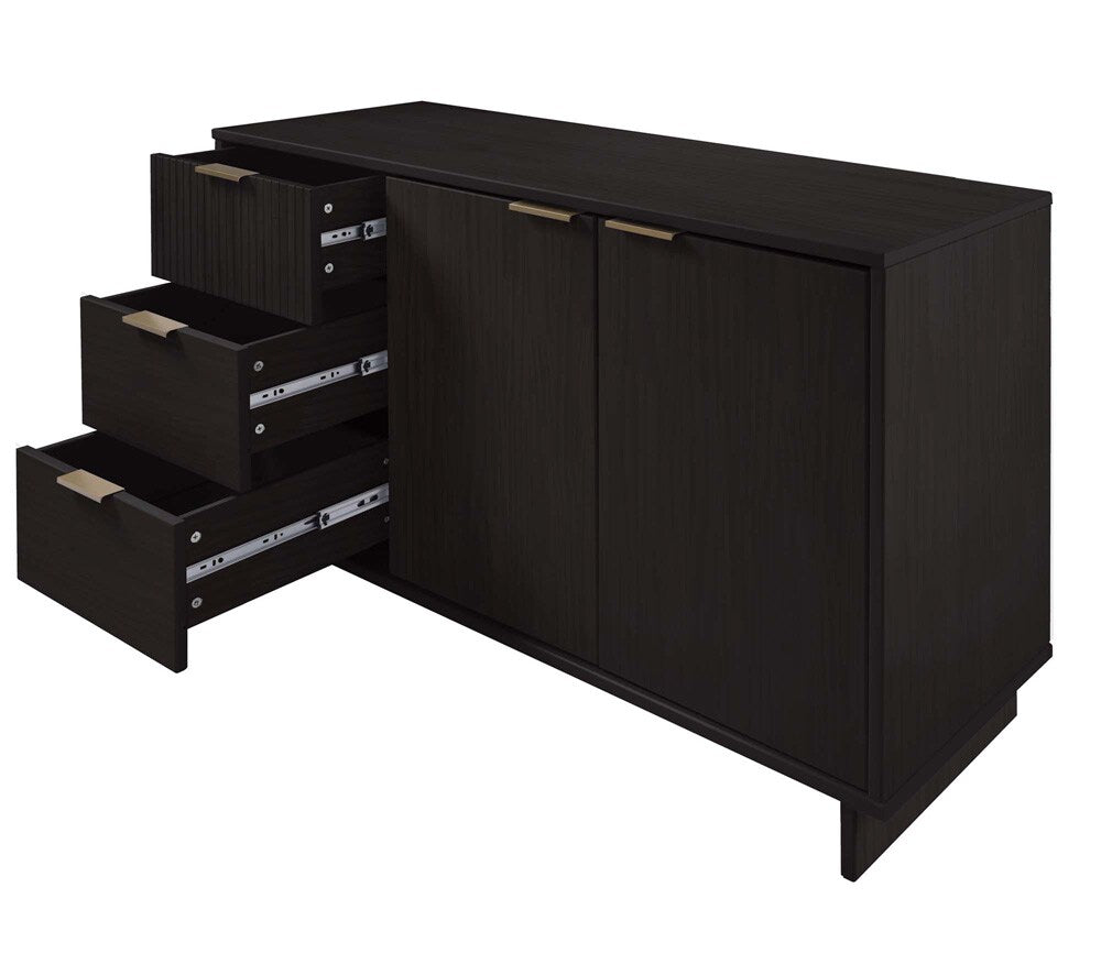 Manhattan Comfort - Granville Sideboard with 3 Full Extension Drawers in Black - SB-5002 veiw 6