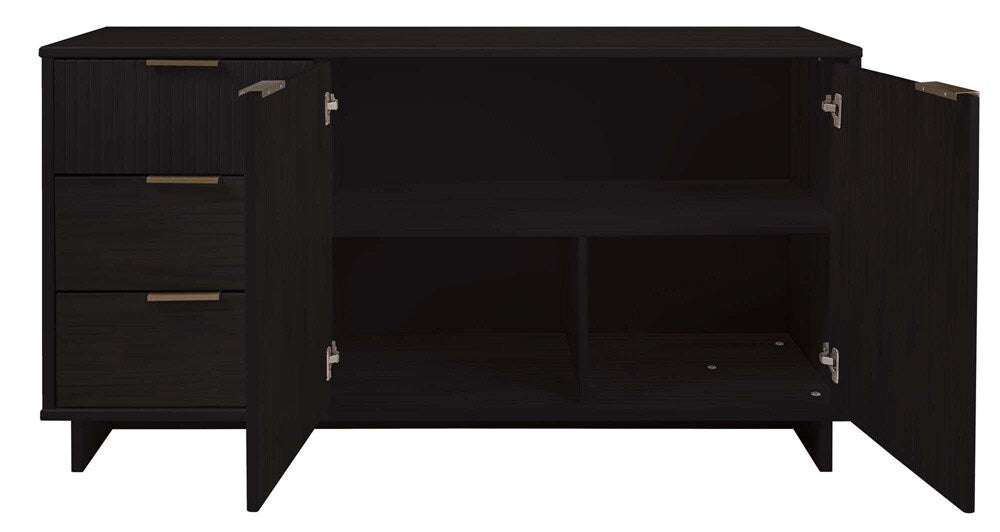 Manhattan Comfort - Granville Sideboard with 3 Full Extension Drawers in Black - SB-5002 veiw 7