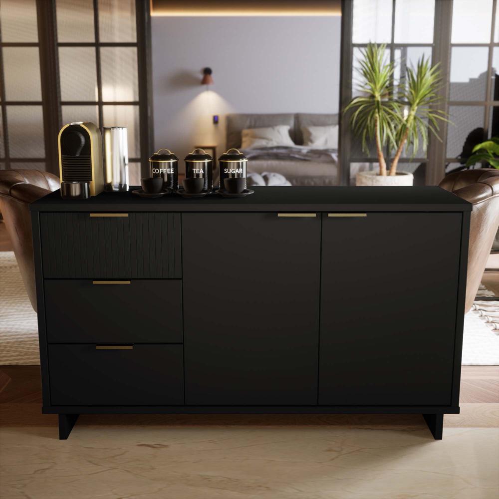 Manhattan Comfort - Granville Sideboard with 3 Full Extension Drawers in Black - SB-5002 veiw 10