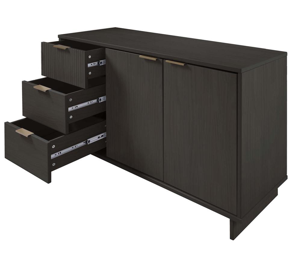 Manhattan Comfort - Granville Sideboard with 3 Full Extension Drawers in Dark Grey - SB-5005 veiw 6