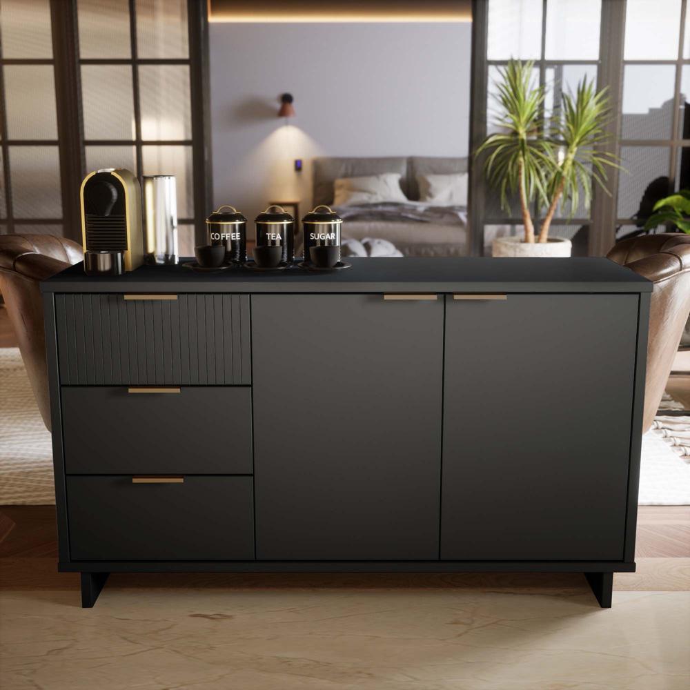 Manhattan Comfort - Granville Sideboard with 3 Full Extension Drawers in Dark Grey - SB-5005 veiw 10