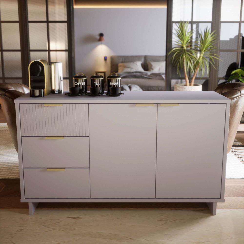 Manhattan Comfort - Granville Sideboard with 3 Full Extension Drawers in Light Grey - SB-5006 veiw 10